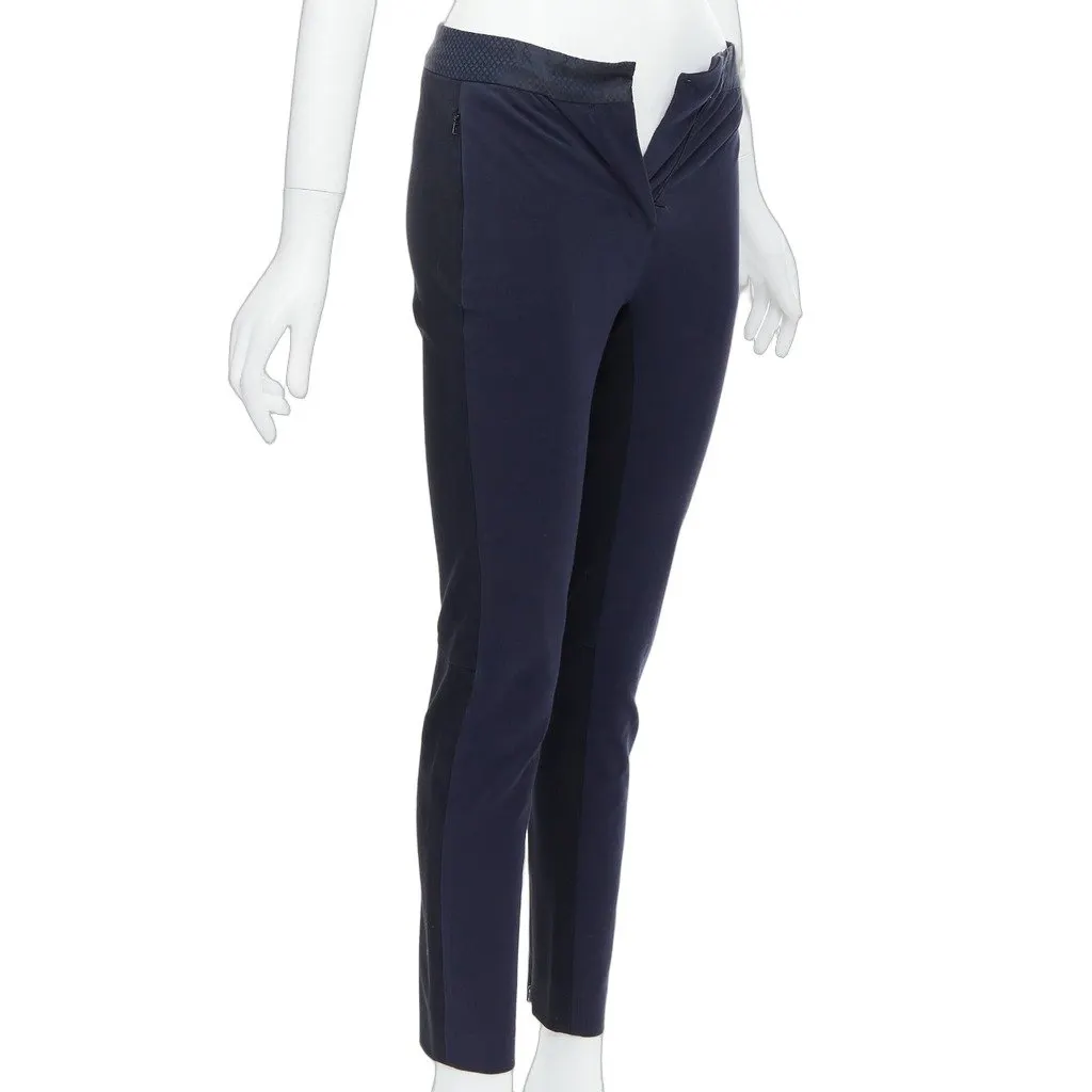 Paul Smith Grid Waist Trousers Navy Cotton Good - Front View