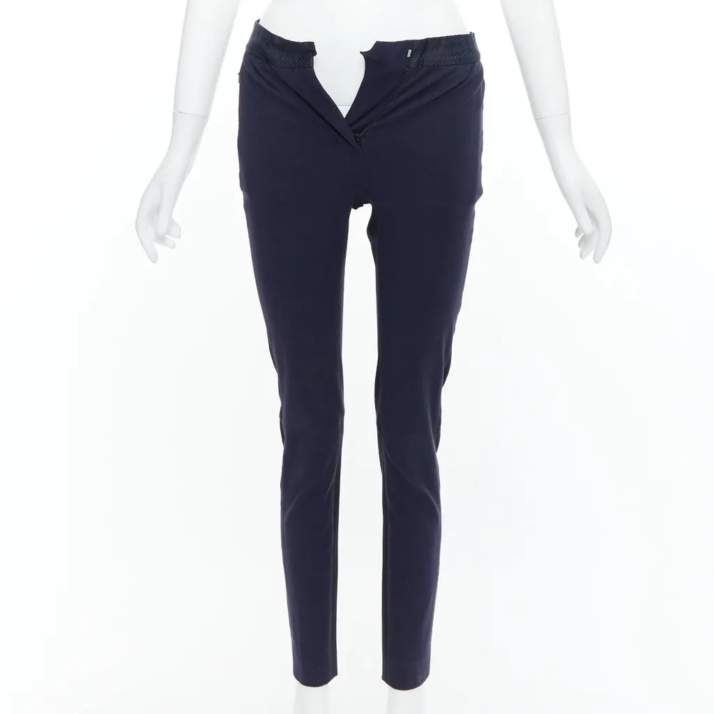 Paul Smith Grid Waist Trousers Navy Cotton Good - Inside View