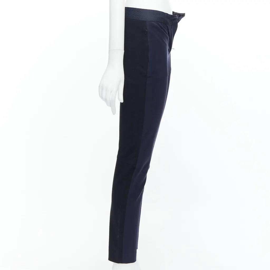 Paul Smith Grid Waist Trousers Navy Cotton Good - Model View