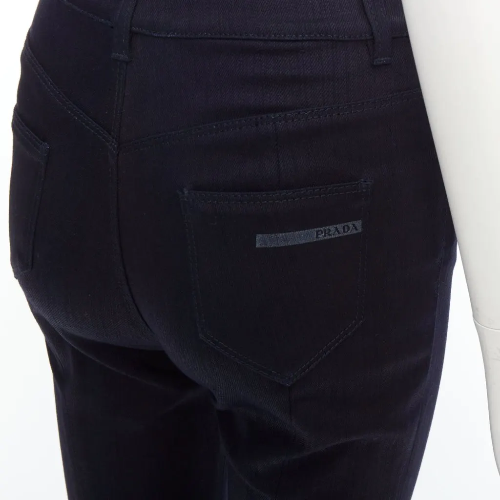 Prada Logo Flare Jeans Blue Cotton Very good - Back View