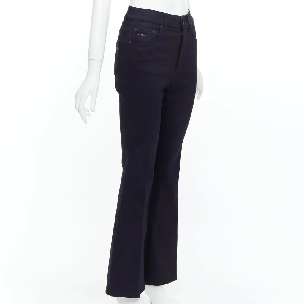 Prada Logo Flare Jeans Blue Cotton Very good - Inside View
