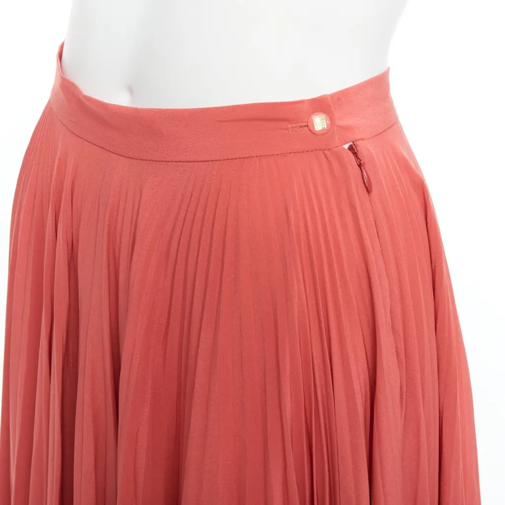 Fendi Colorblock Pleated Skirt Pink Silk Very good - Back View