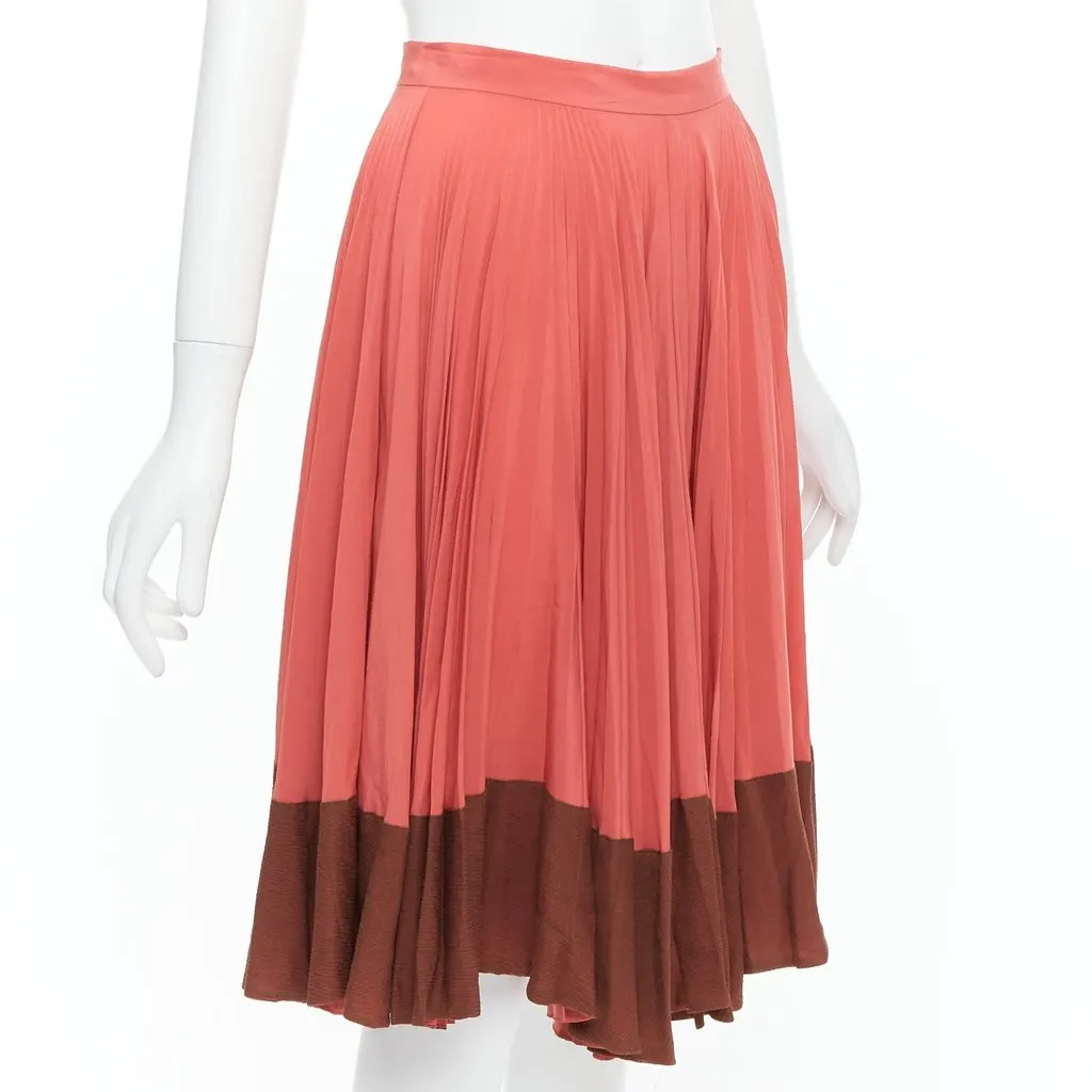 Fendi Colorblock Pleated Skirt Pink Silk Very good - Inside View
