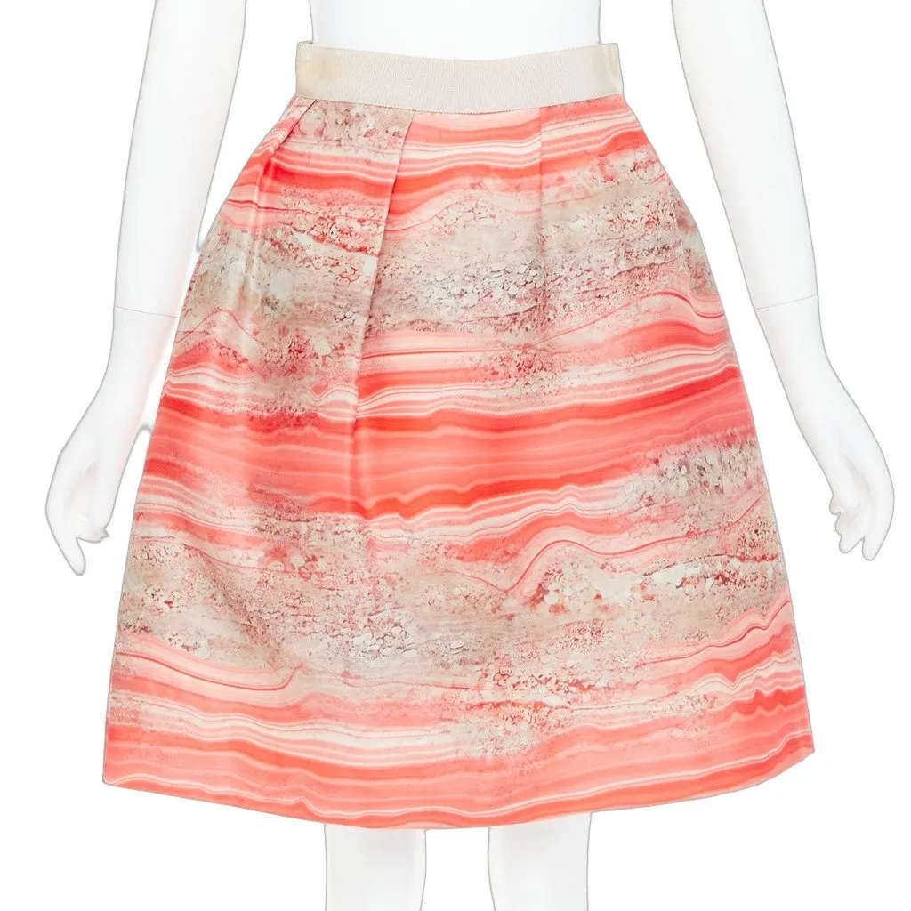 Giambattista Valli Marble A-line Skirt Pink Silk Fair - Front View