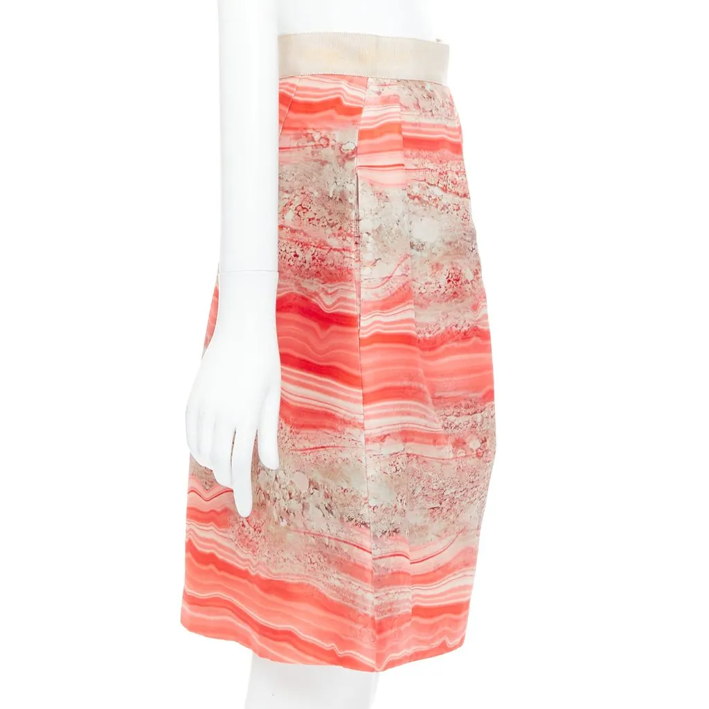 Giambattista Valli Marble A-line Skirt Pink Silk Fair - Model View