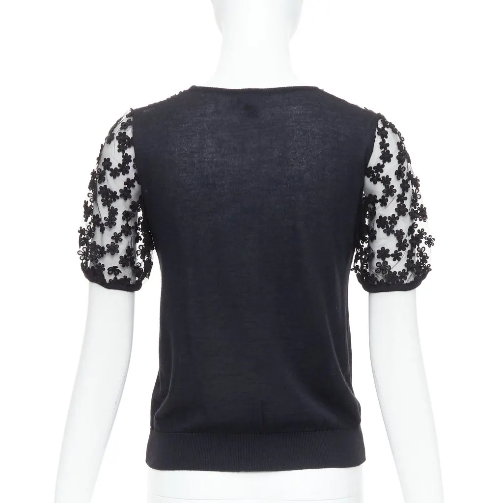 Giambattista Valli Floral Lace Sweater Black Cashmere Never worn - Box View