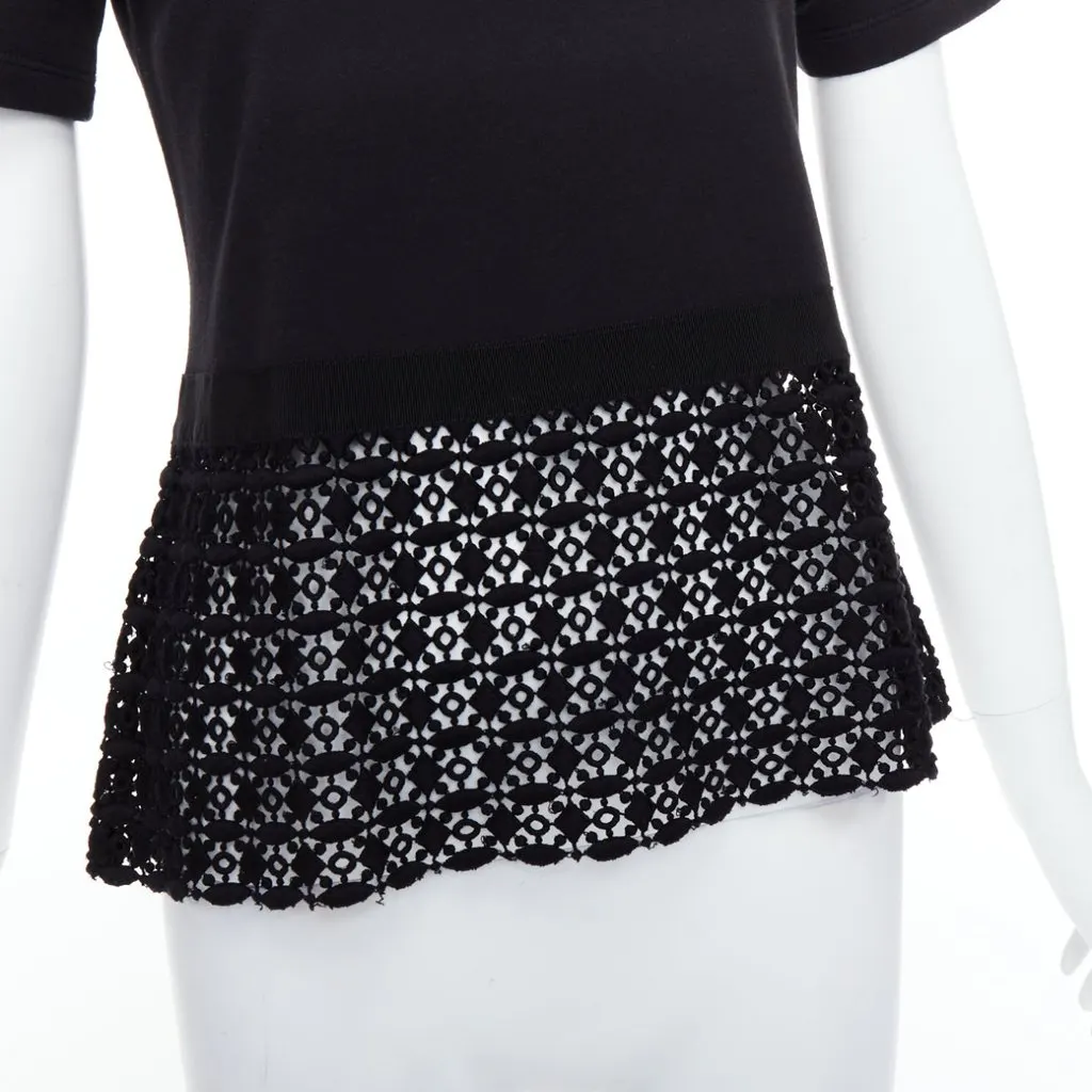 Giambattista Valli Lace Hem Tee Black Cotton Very good - Back View