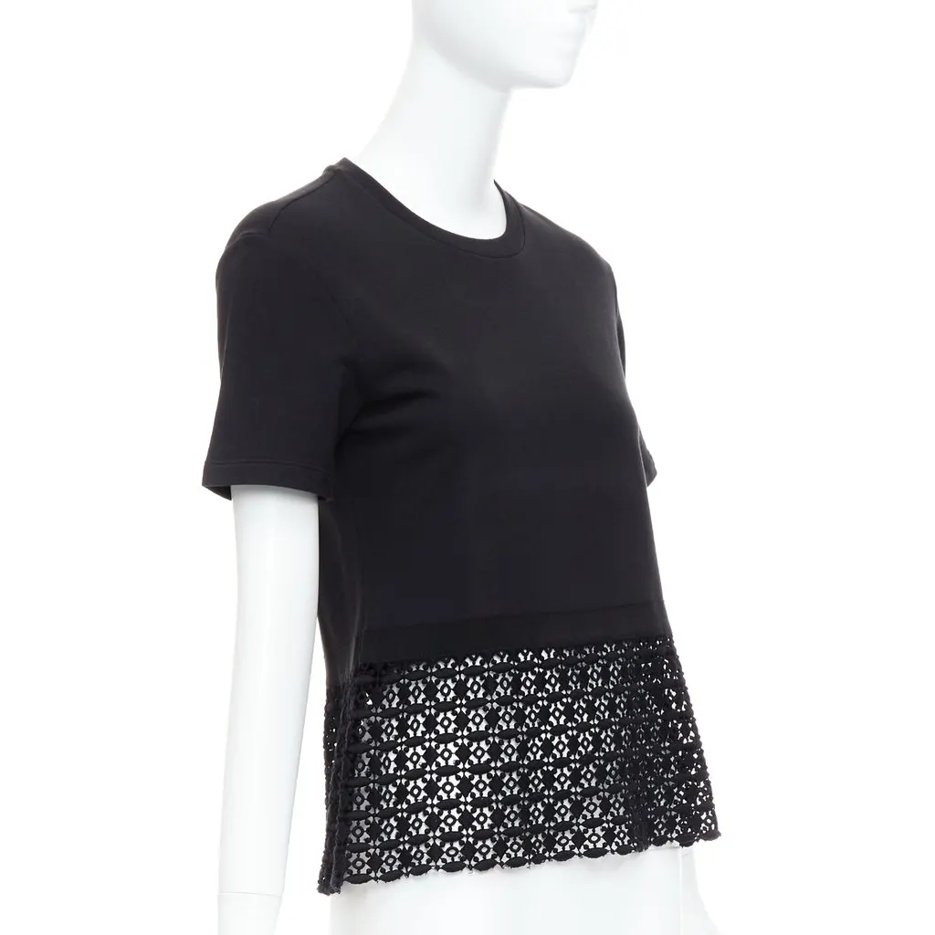 Giambattista Valli Lace Hem Tee Black Cotton Very good - Inside View