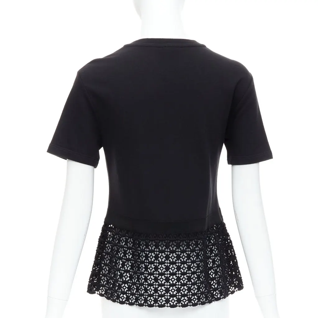 Giambattista Valli Lace Hem Tee Black Cotton Very good - Box View