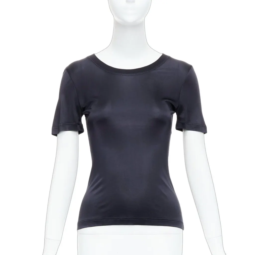 Versace Slinky Sleeve Top Black Viscose Very good - Front View
