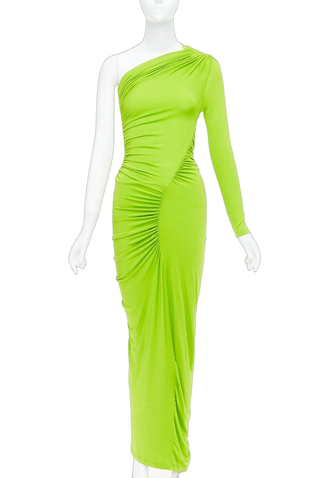 Atlein Ruched Panels Dress Green Viscose Very good - Front View