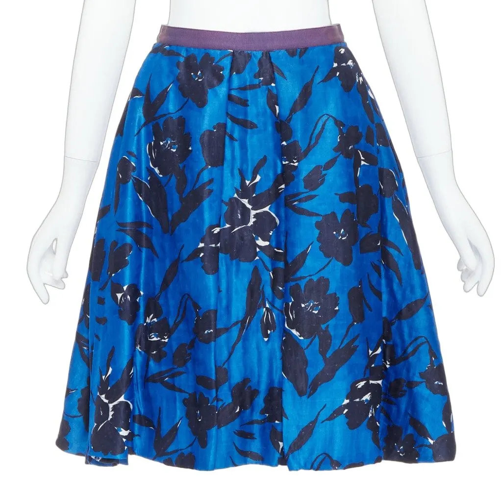 Oscar de la Renta Floral Full Skirt Black Cotton Fair - Front View