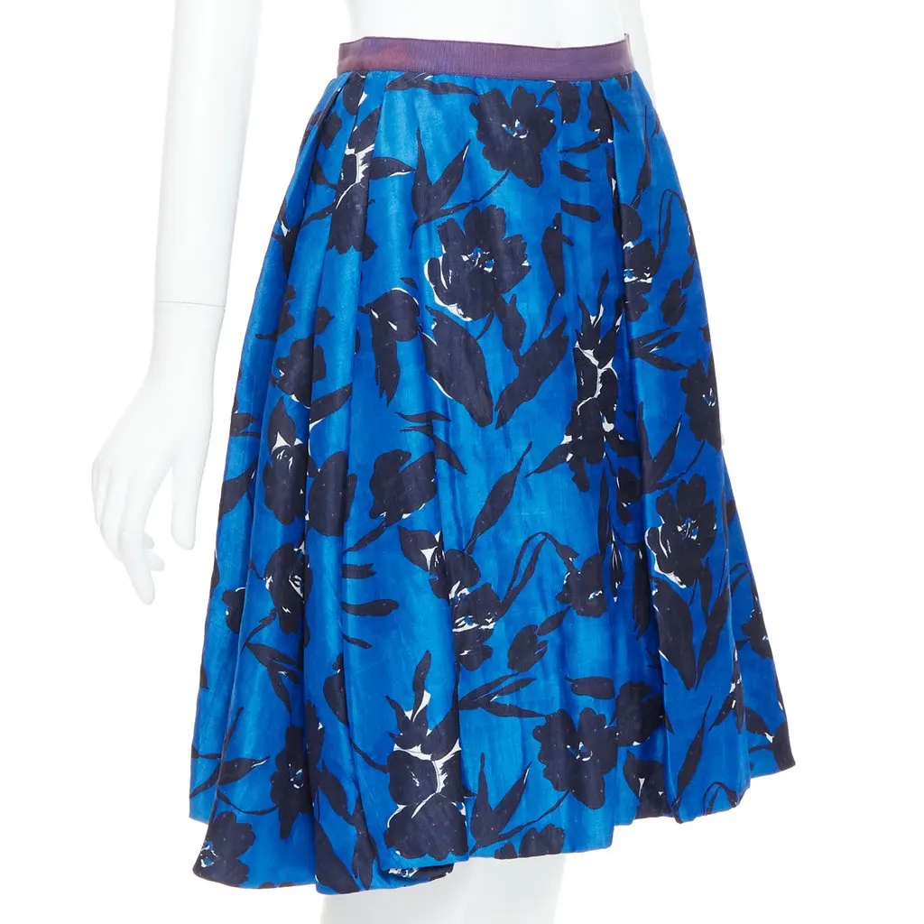 Oscar de la Renta Floral Full Skirt Black Cotton Fair - Inside View
