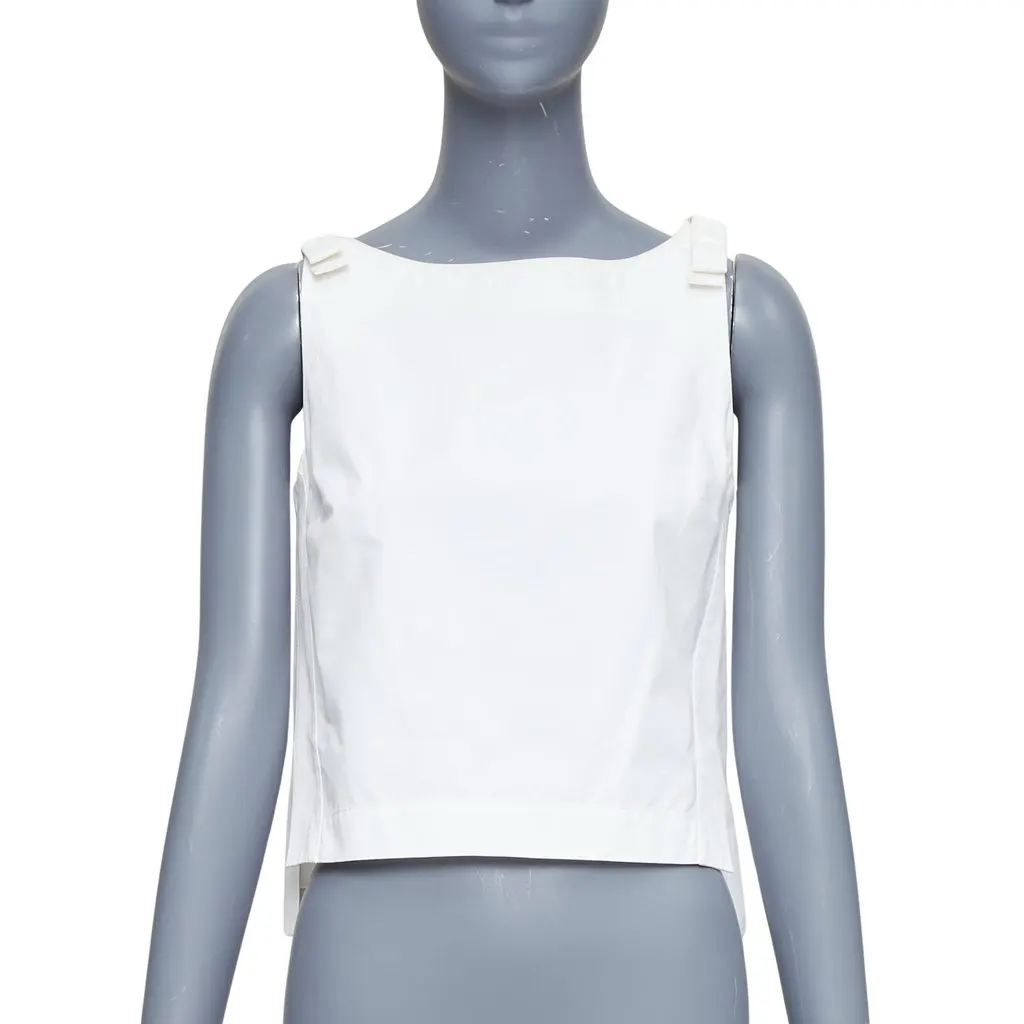 Fendi Bow Shoulder Top Beige Cotton Fair - Front View