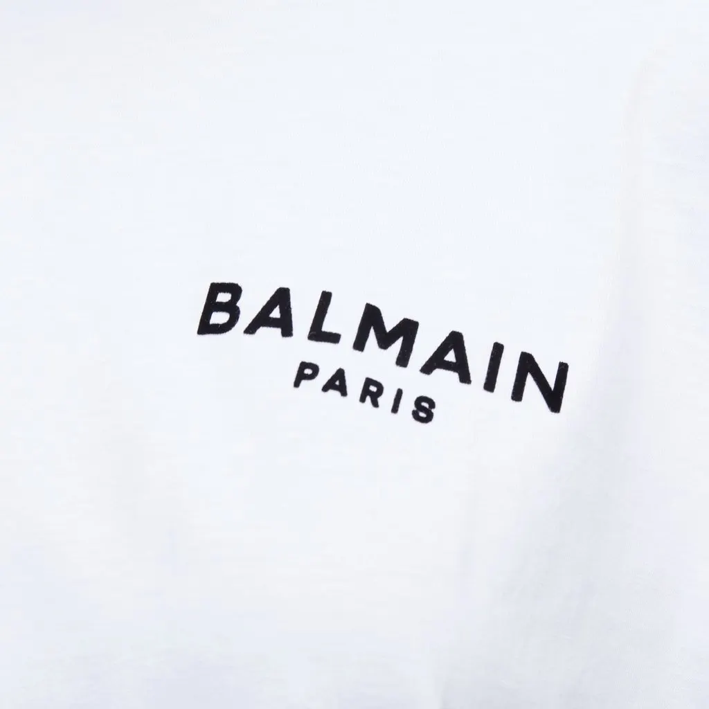 Balmain Logo Roll Tee White Cotton Very good - Back View