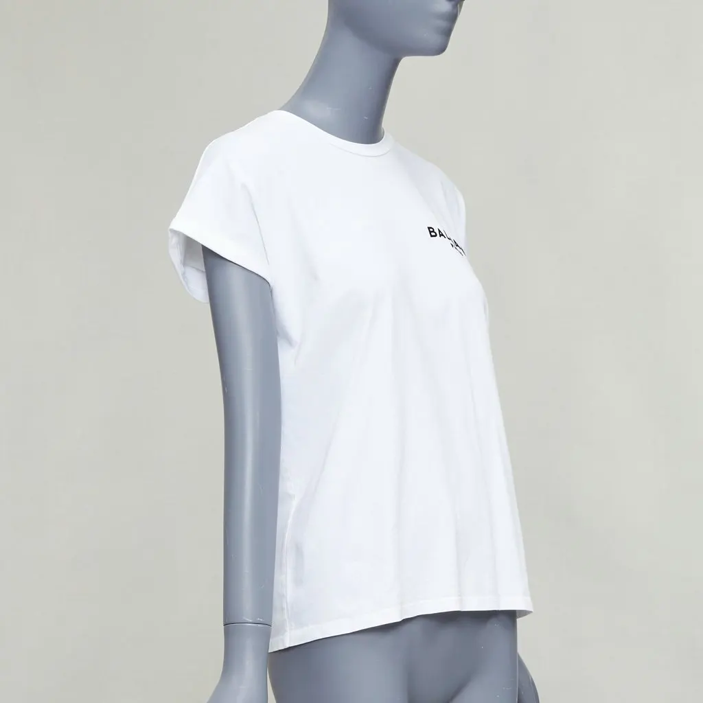Balmain Logo Roll Tee White Cotton Very good - Inside View