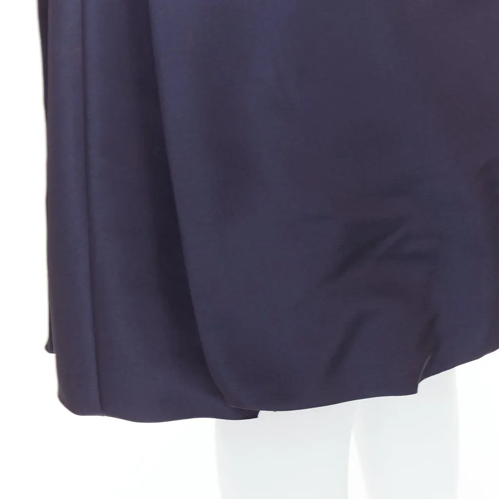 Oscar de la Renta Bubble Pleat Skirt Navy Silk Very good - Back View