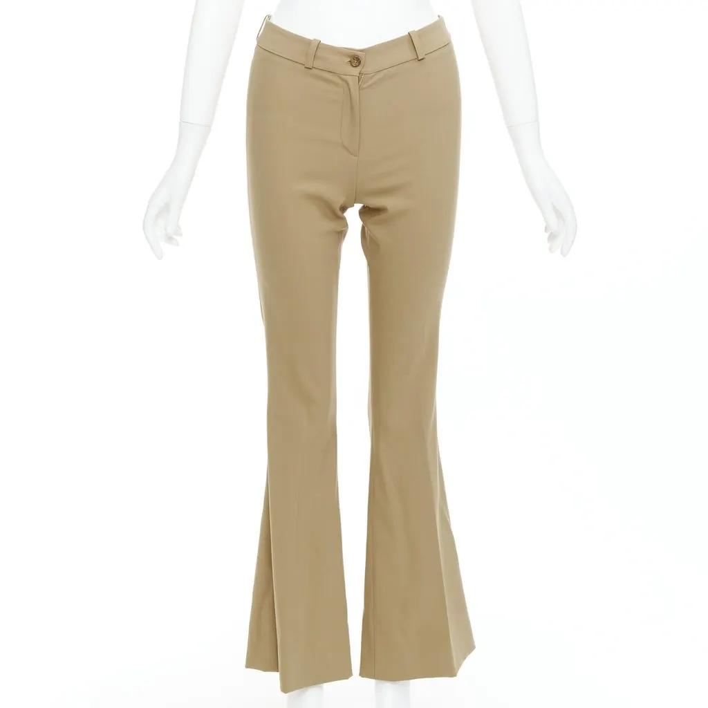 Michael Kors Wool Flared Pants Khaki Wool Very good - Front View