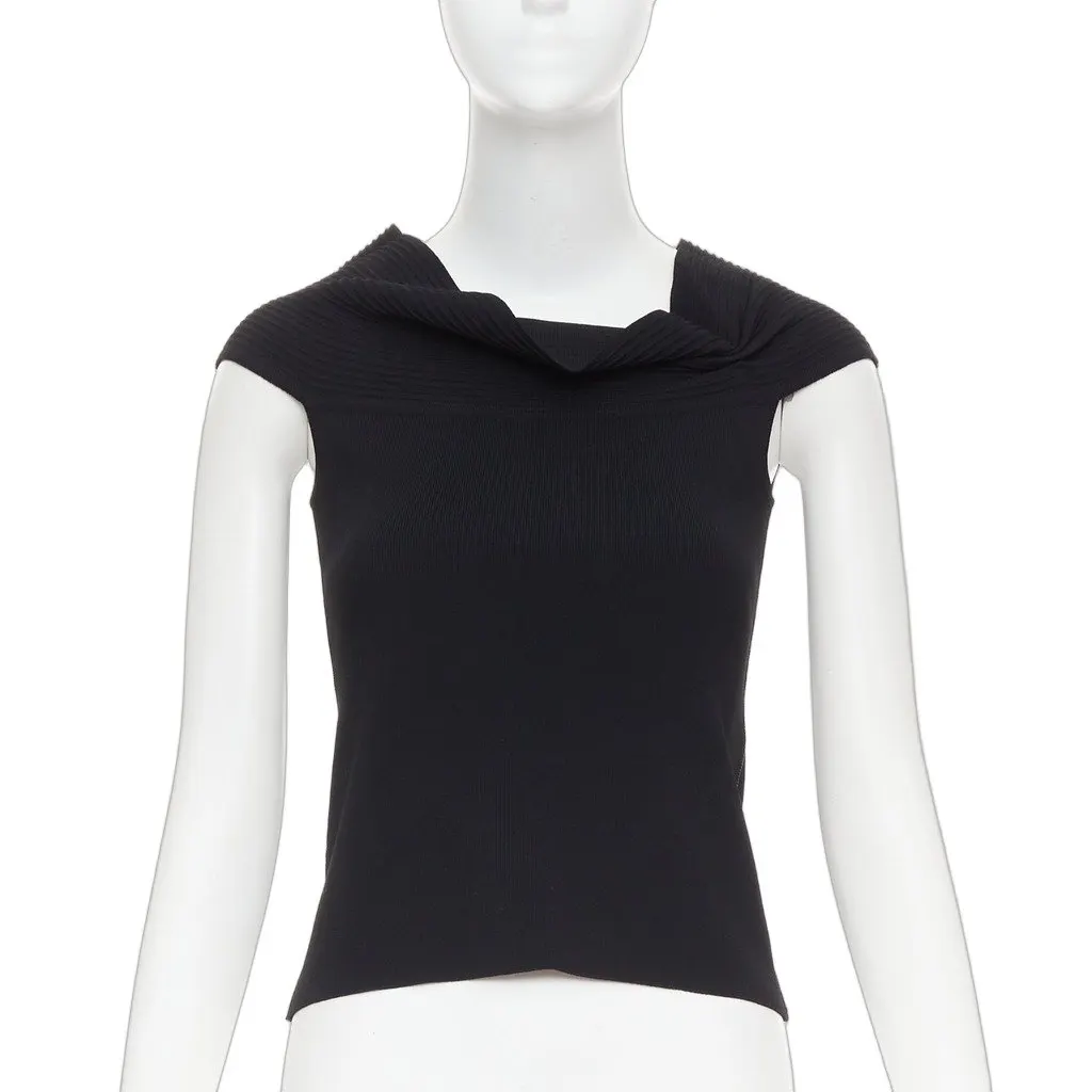 Oscar de la Renta Black Viscose Top Black Viscose Very good - Front View