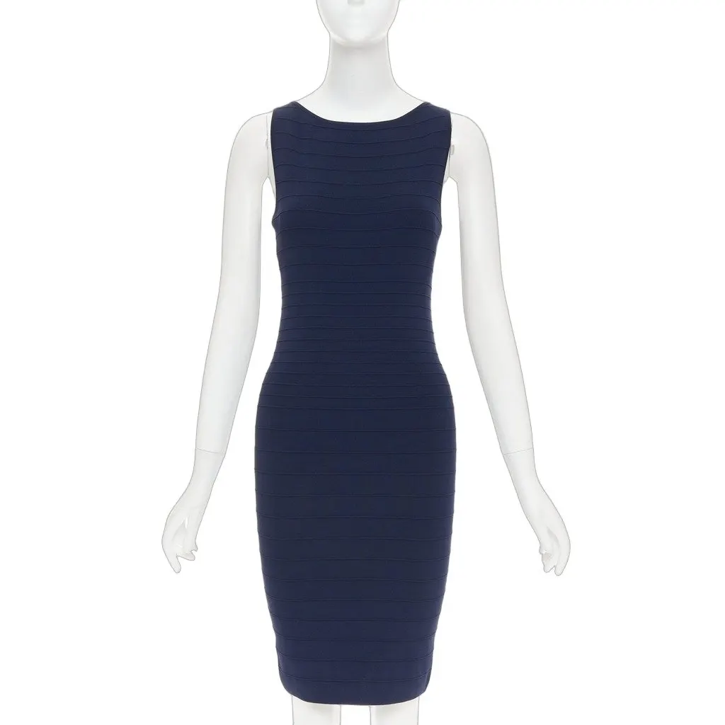 Donna Karan Navy Viscose Dress Navy Viscose Very good - Front View
