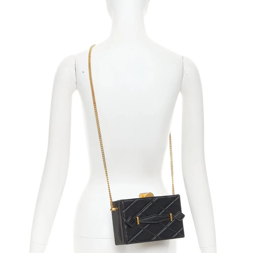 Oscar de la Renta Alibi Minaudiere Black Leather Good - Back View