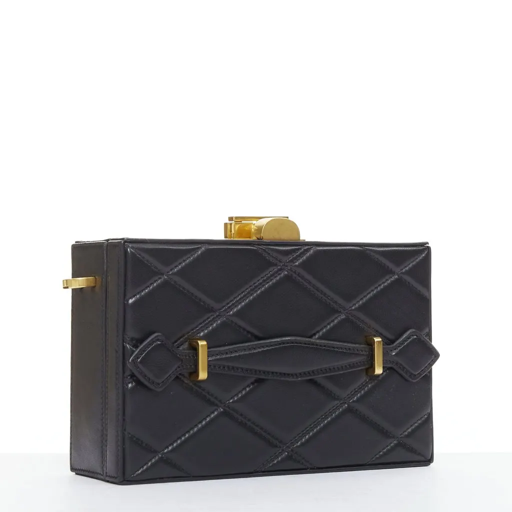 Oscar de la Renta Alibi Minaudiere Black Leather Good - Inside View