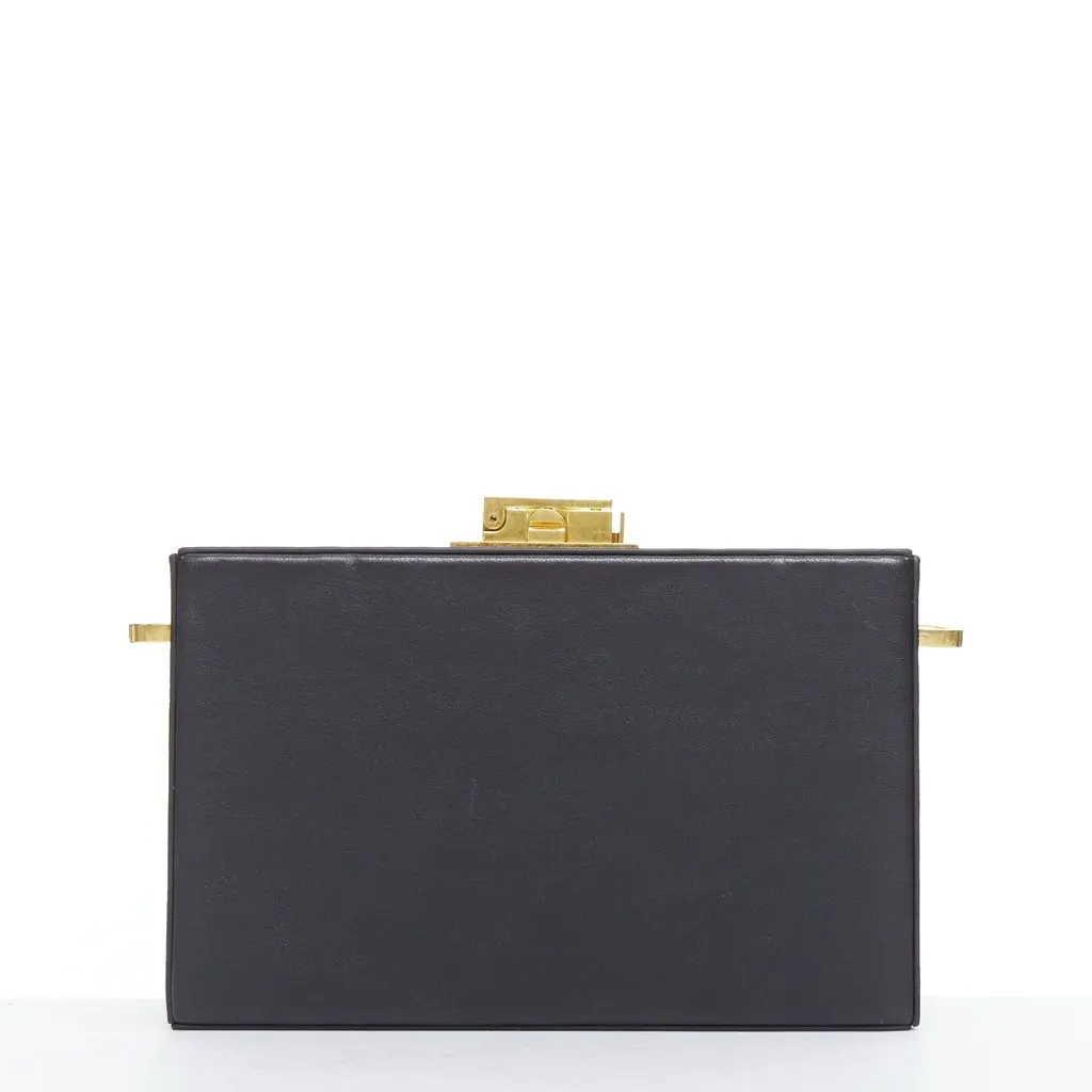 Oscar de la Renta Alibi Minaudiere Black Leather Good - Box View