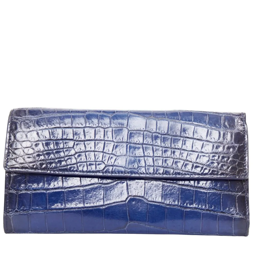 Bottega Veneta Blue Leather Wallet Blue Leather Good - Front View