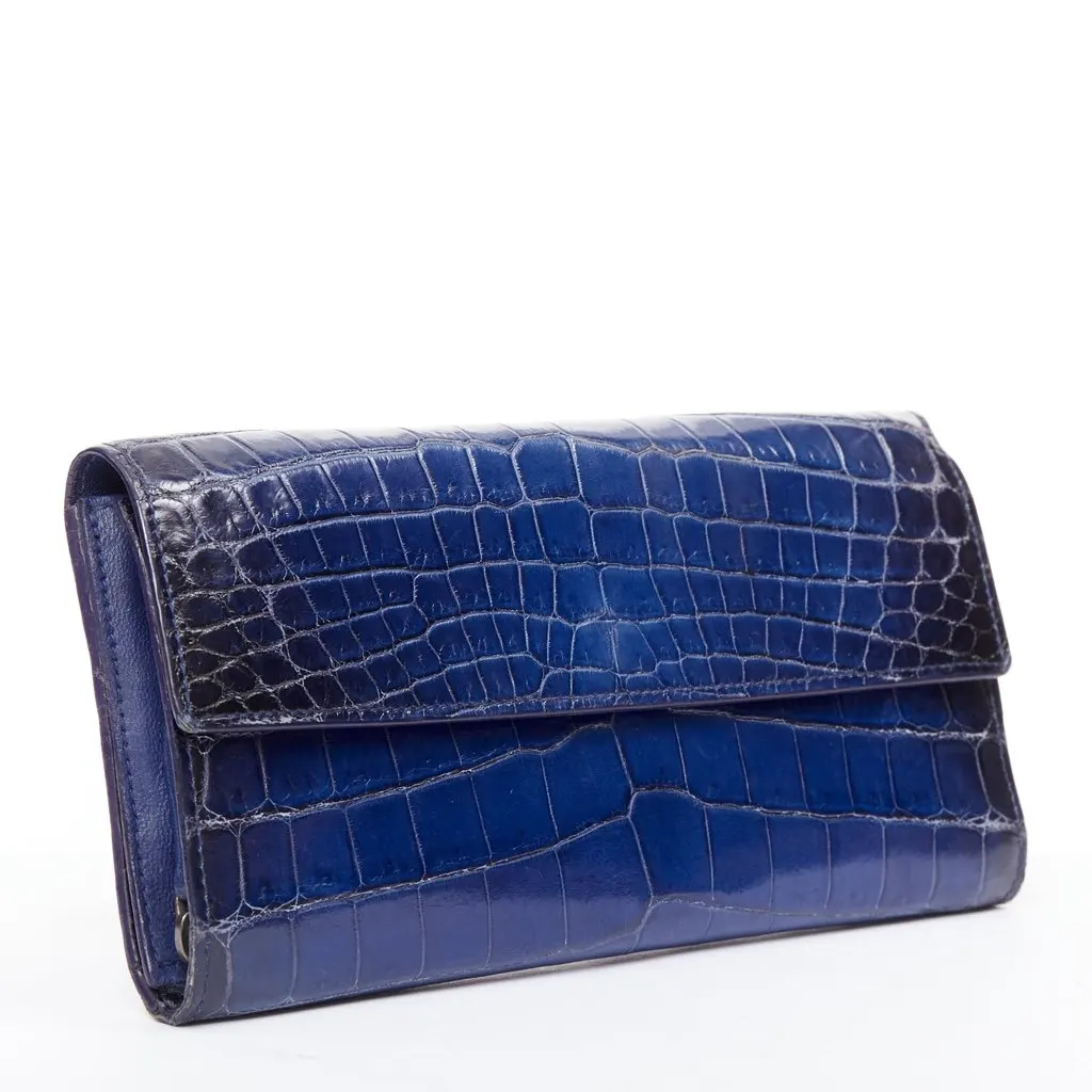 Bottega Veneta Blue Leather Wallet Blue Leather Good - Back View