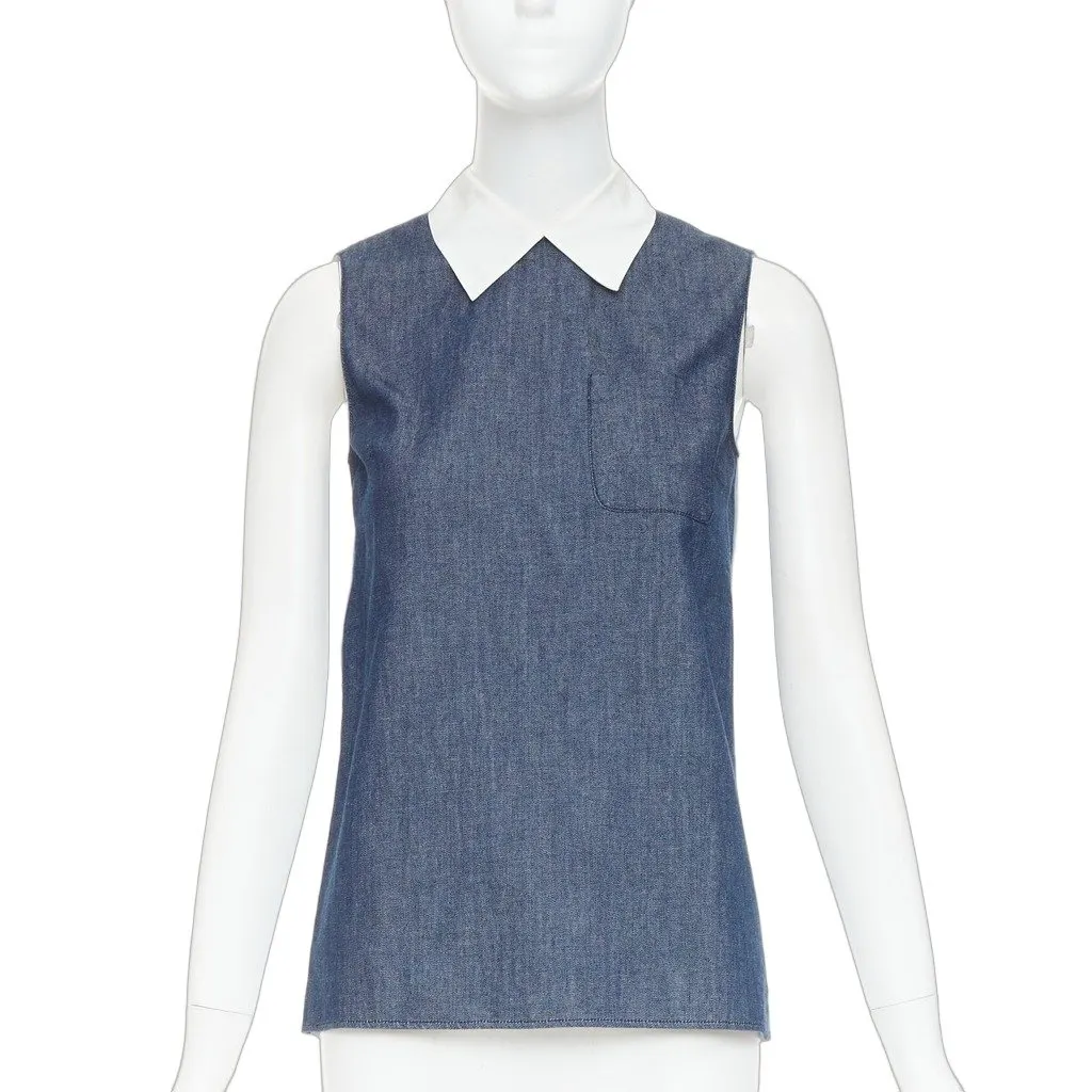 Miu Miu Blue Cotton Top Blue Cotton Good - Front View