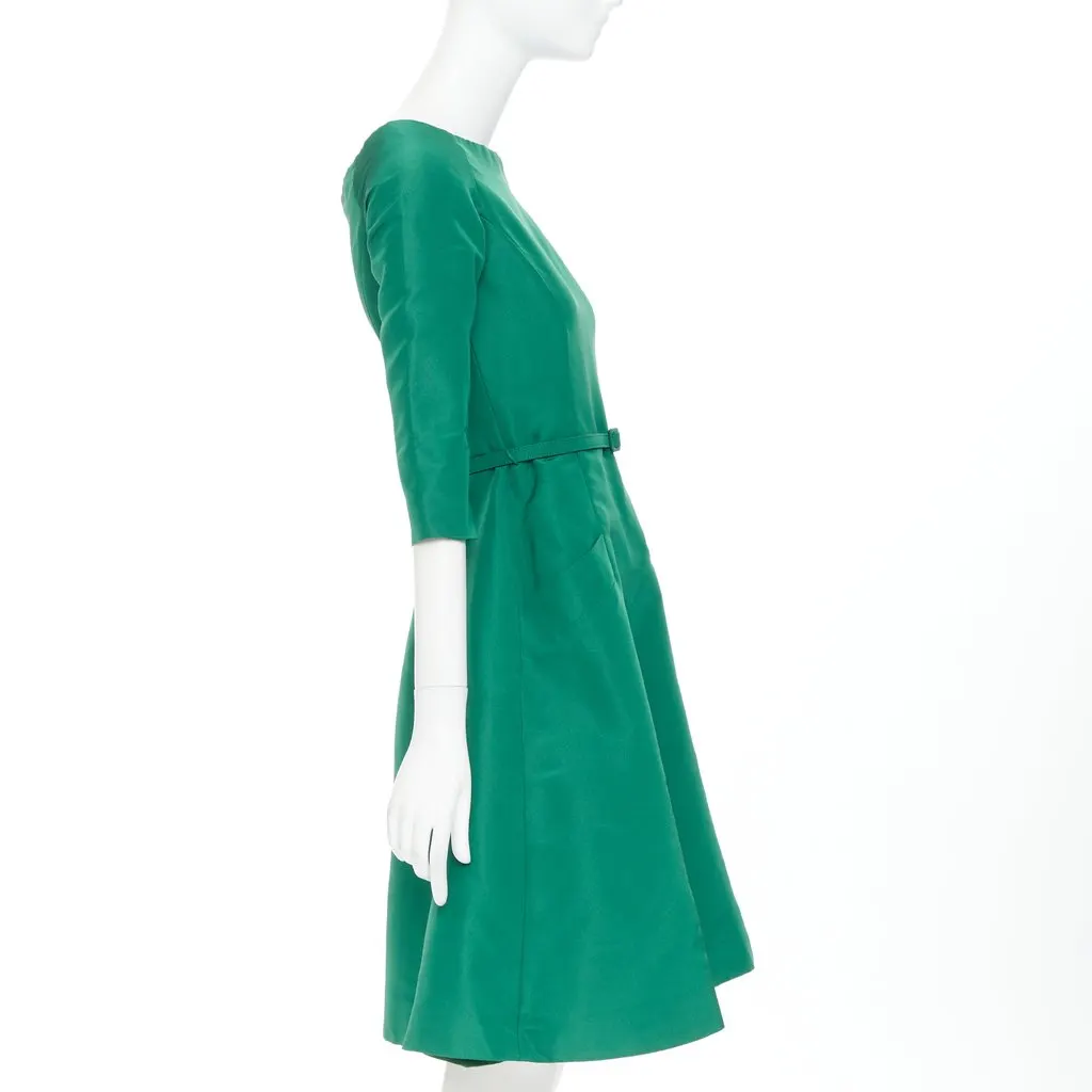 Oscar de la Renta Green Silk Dress Green Silk Very good - Model View