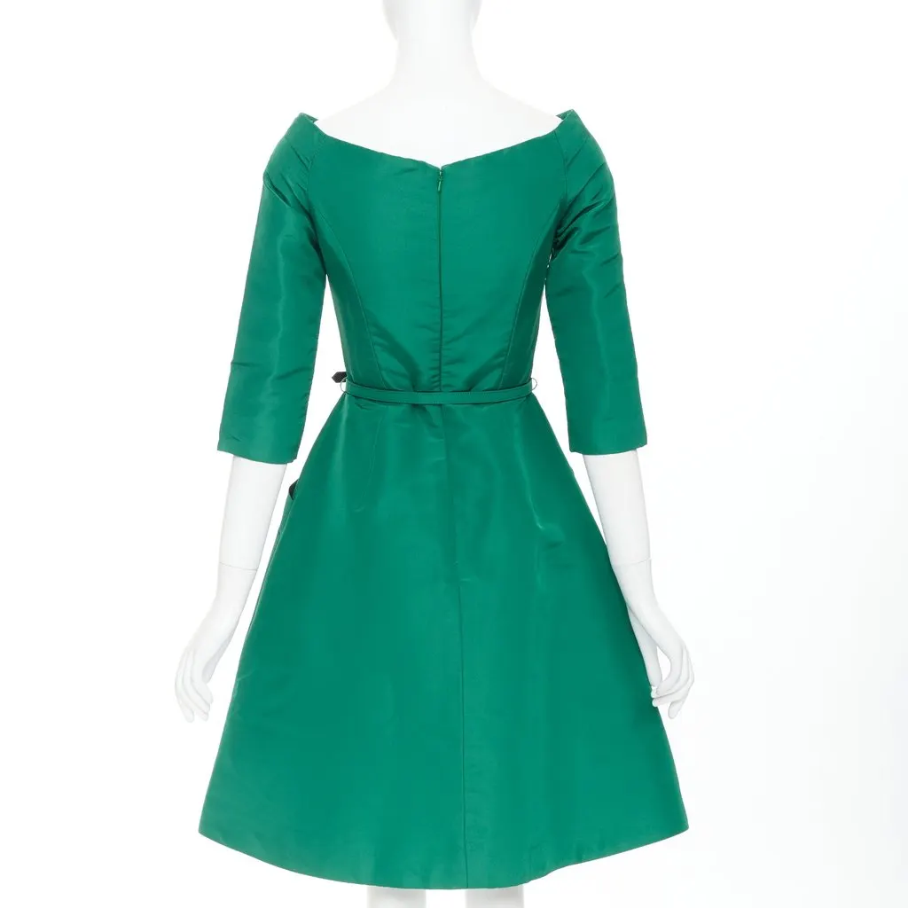Oscar de la Renta Green Silk Dress Green Silk Very good - Box View