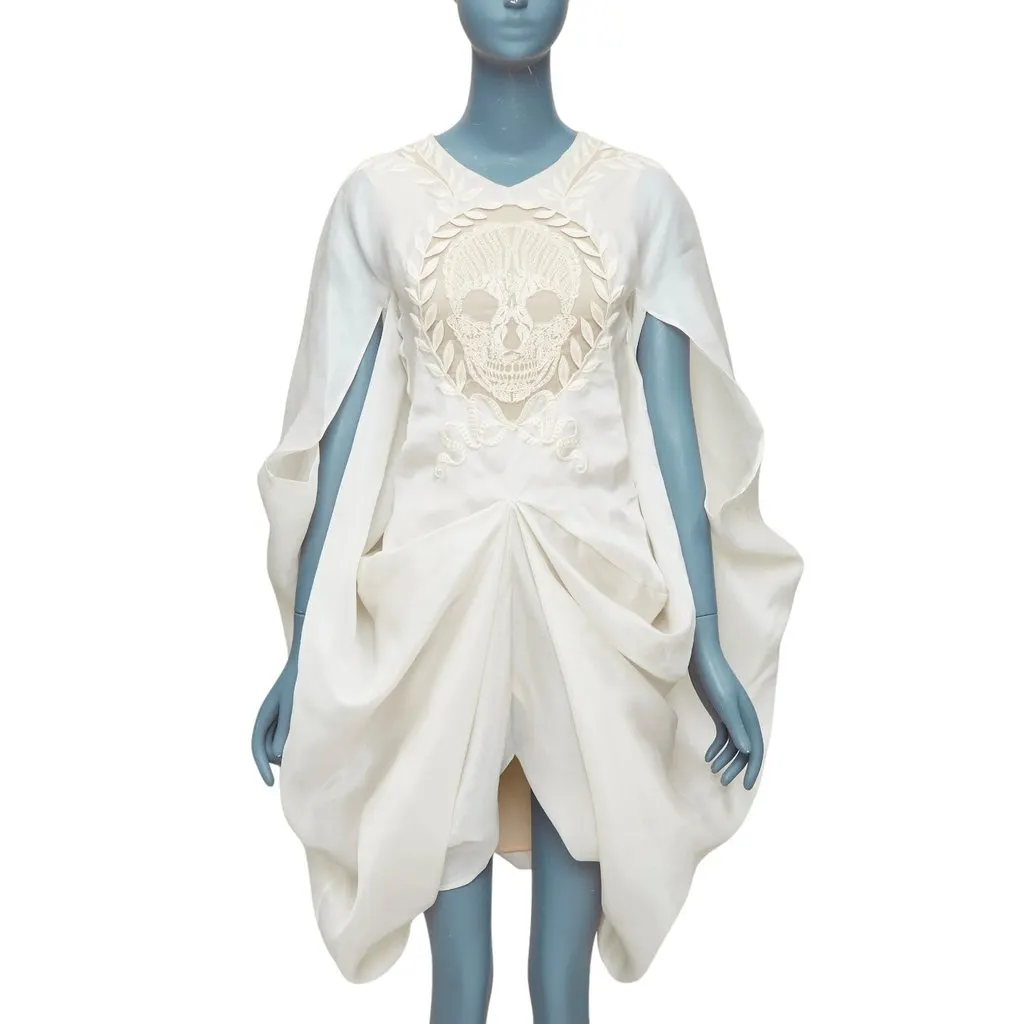 Alexander McQueen Ecru Silk Dress Beige Silk Very good - Front View