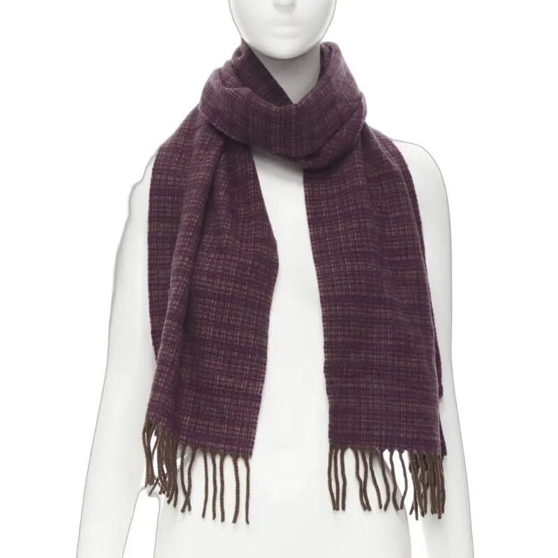Max Mara Tassel Fringe Scarf Purple Cashmere Never worn - Front View