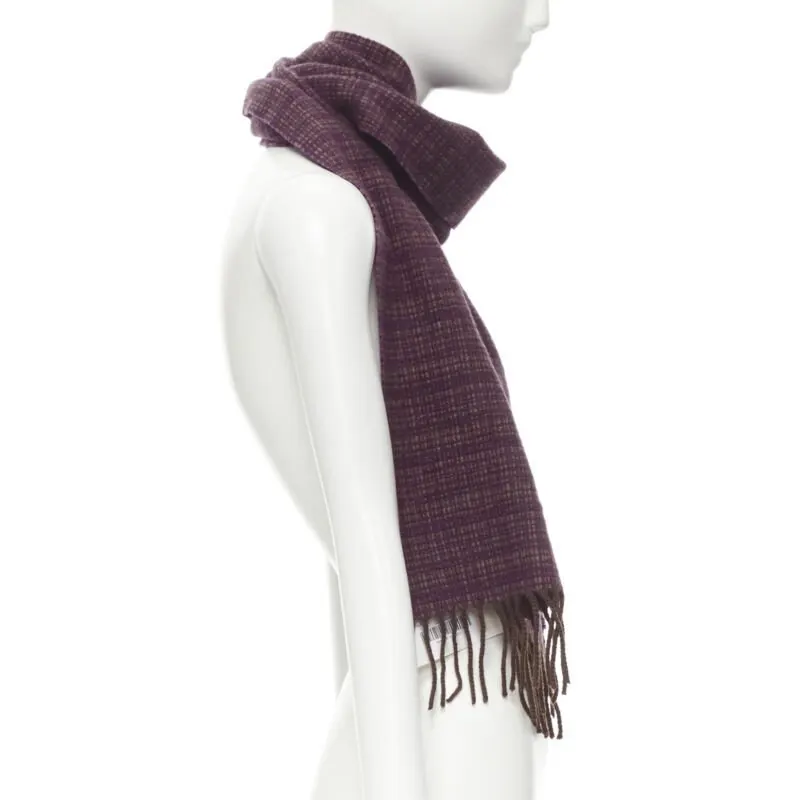 Max Mara Tassel Fringe Scarf Purple Cashmere Never worn - Model View