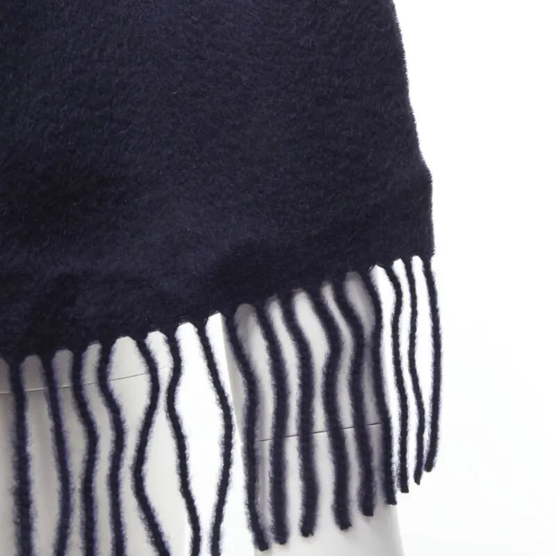 Pringle of Scotland Tassel Fringe Scarf Blue Cashmere Never worn - Back View