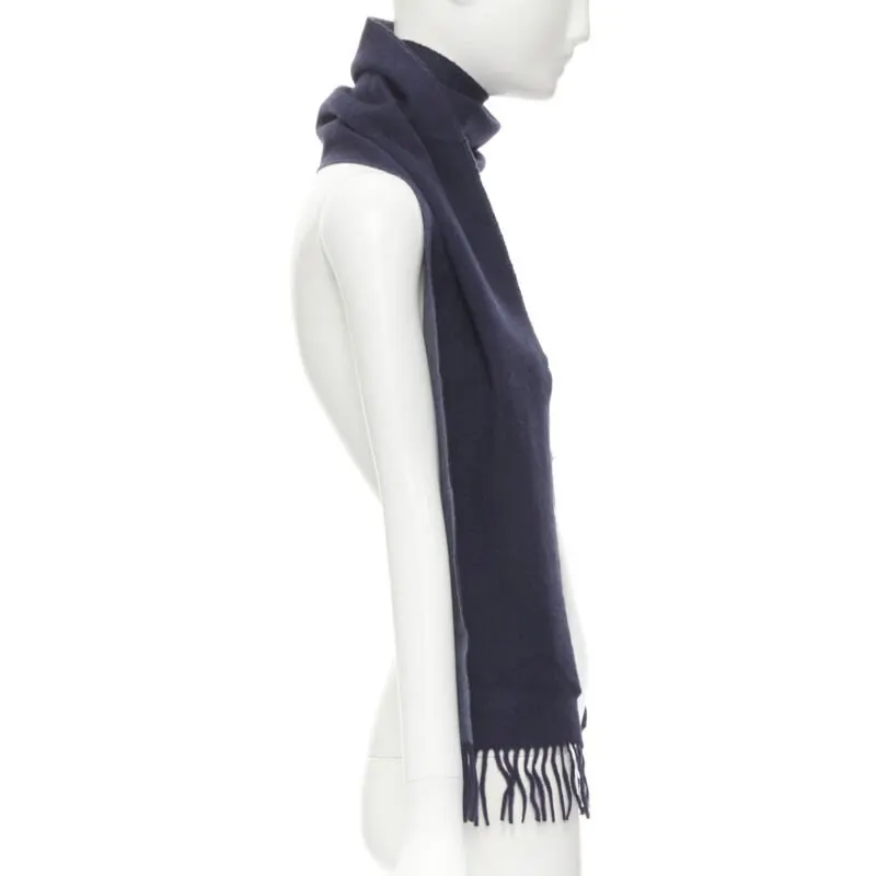 Pringle of Scotland Tassel Fringe Scarf Blue Cashmere Never worn - Box View