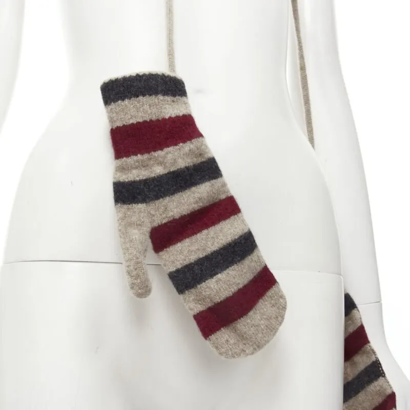 Burberry Purple Leather Gloves Beige Wool Never worn - Back View