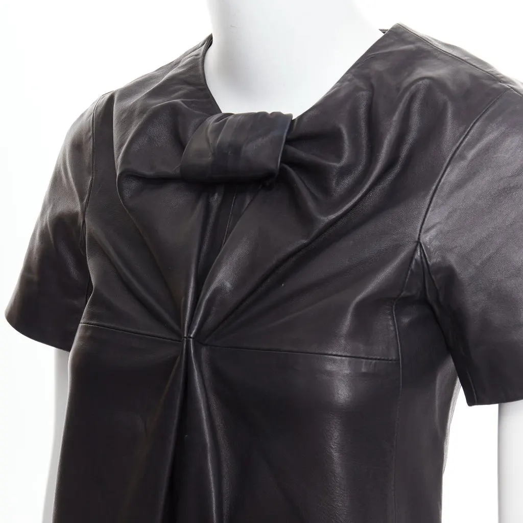 Unsigned Bow Leather Dress Black Leather Very good - Back View