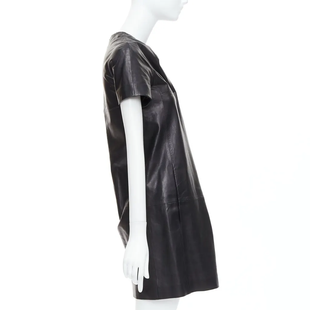 Unsigned Bow Leather Dress Black Leather Very good - Model View