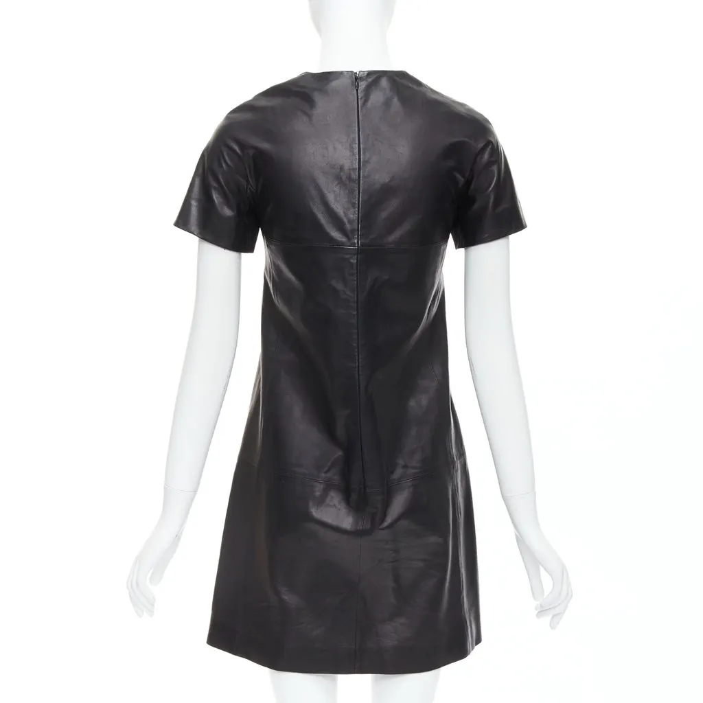 Unsigned Bow Leather Dress Black Leather Very good - Box View