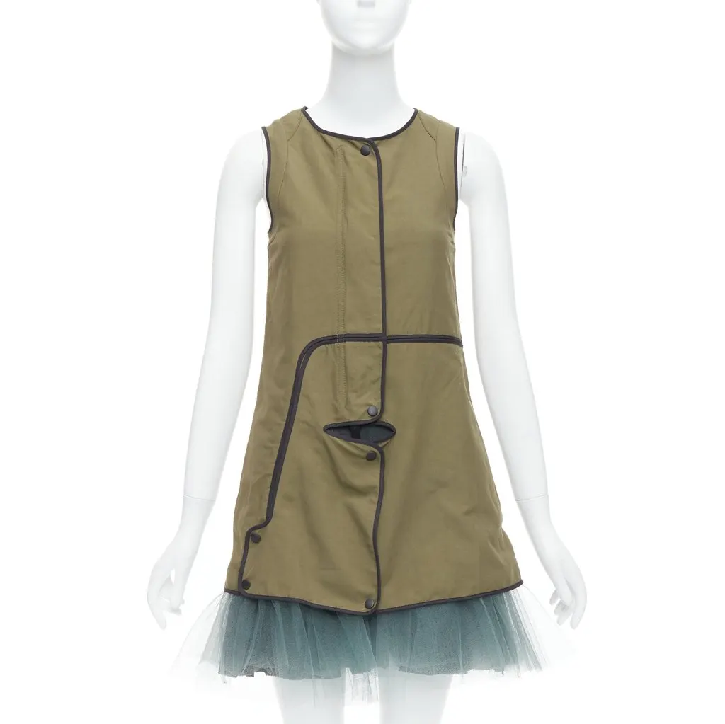 Marni Utility Vest Dress Khaki Polyamide Very good - Front View