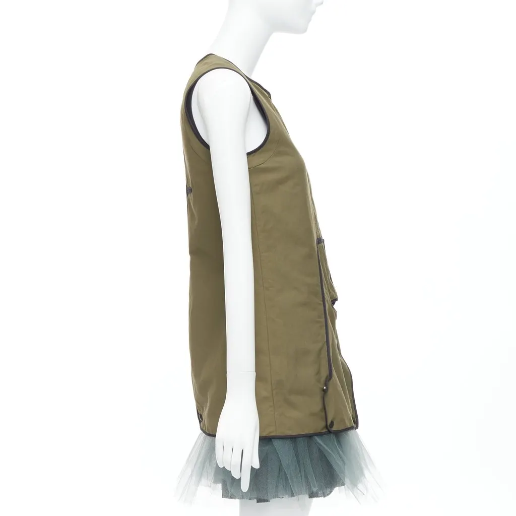 Marni Utility Vest Dress Khaki Polyamide Very good - Model View
