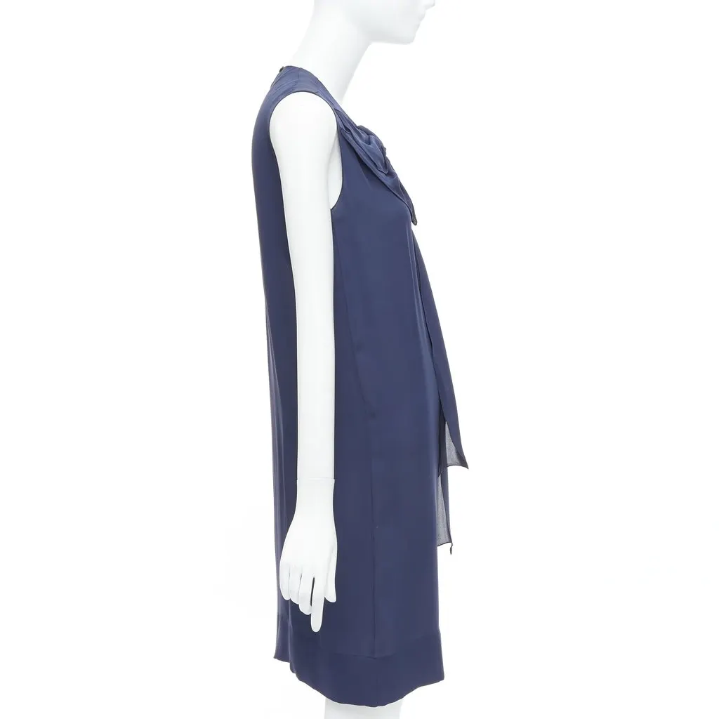 Stella McCartney Bow Neck Dress Navy Silk Never worn, with tag - Model View