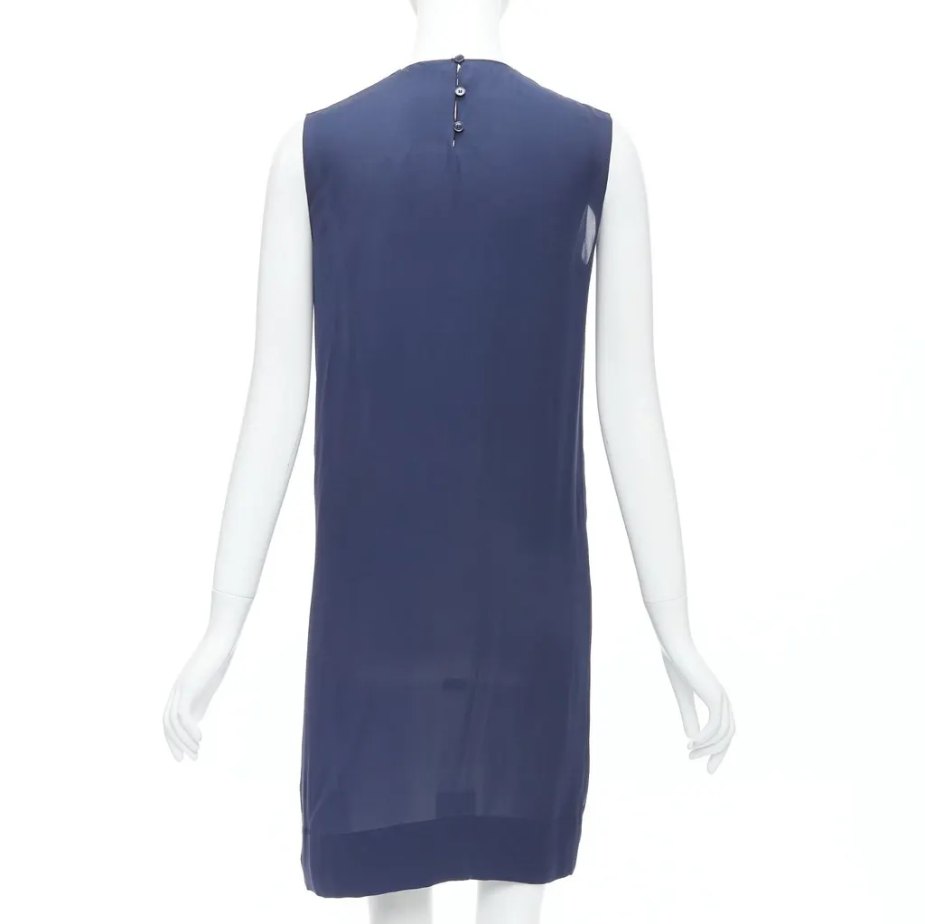 Stella McCartney Bow Neck Dress Navy Silk Never worn, with tag - Box View