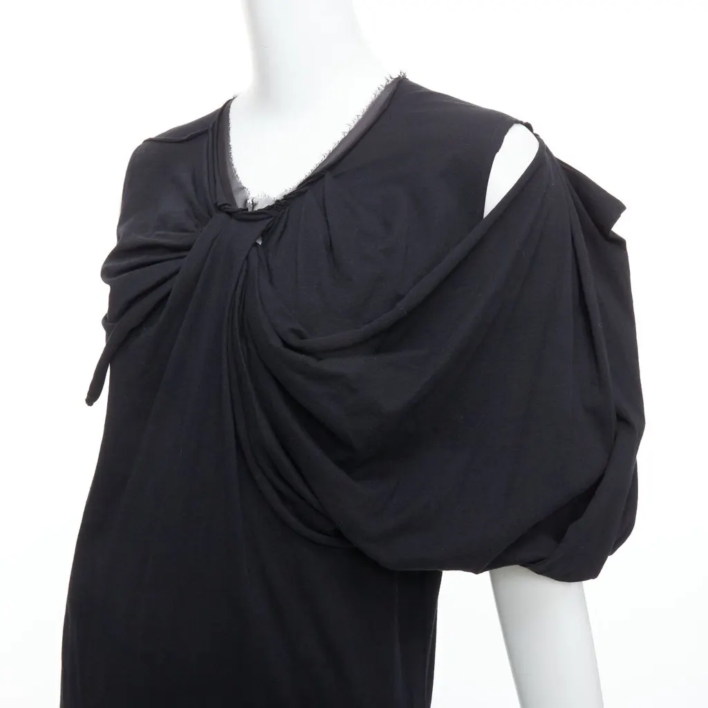 Lanvin Asymmetric Midi Dress Black Cotton Fair - Back View