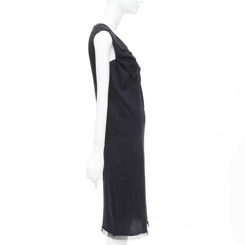 Lanvin Asymmetric Midi Dress Black Cotton Fair - Model View