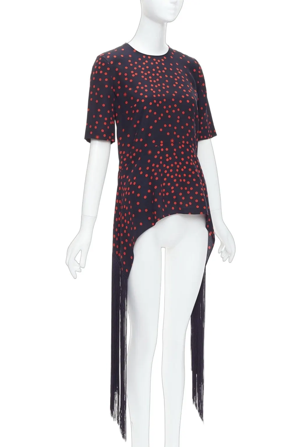 Stella McCartney Polka Fringe Top Red Silk Never worn, with tag - Front View