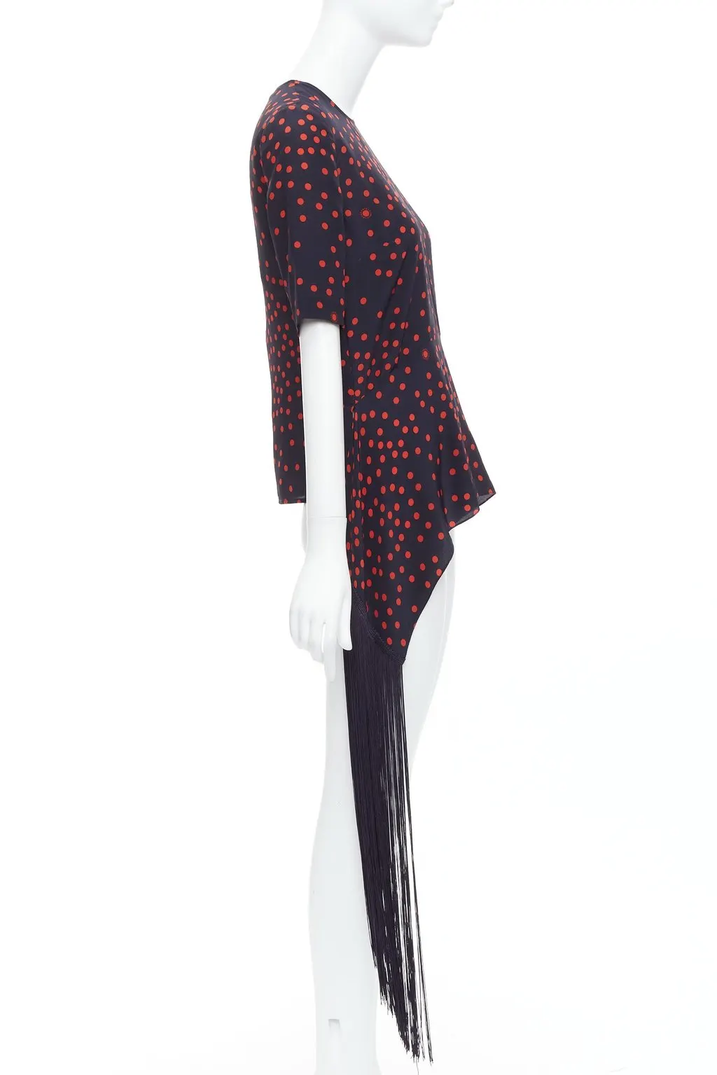 Stella McCartney Polka Fringe Top Red Silk Never worn, with tag - Model View