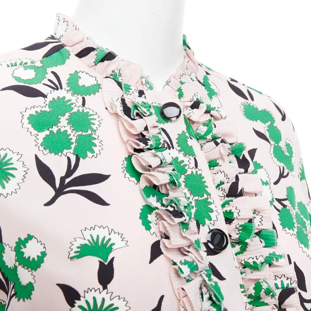 Marni Floral Ruffle Top Pink Silk Never worn - Back View